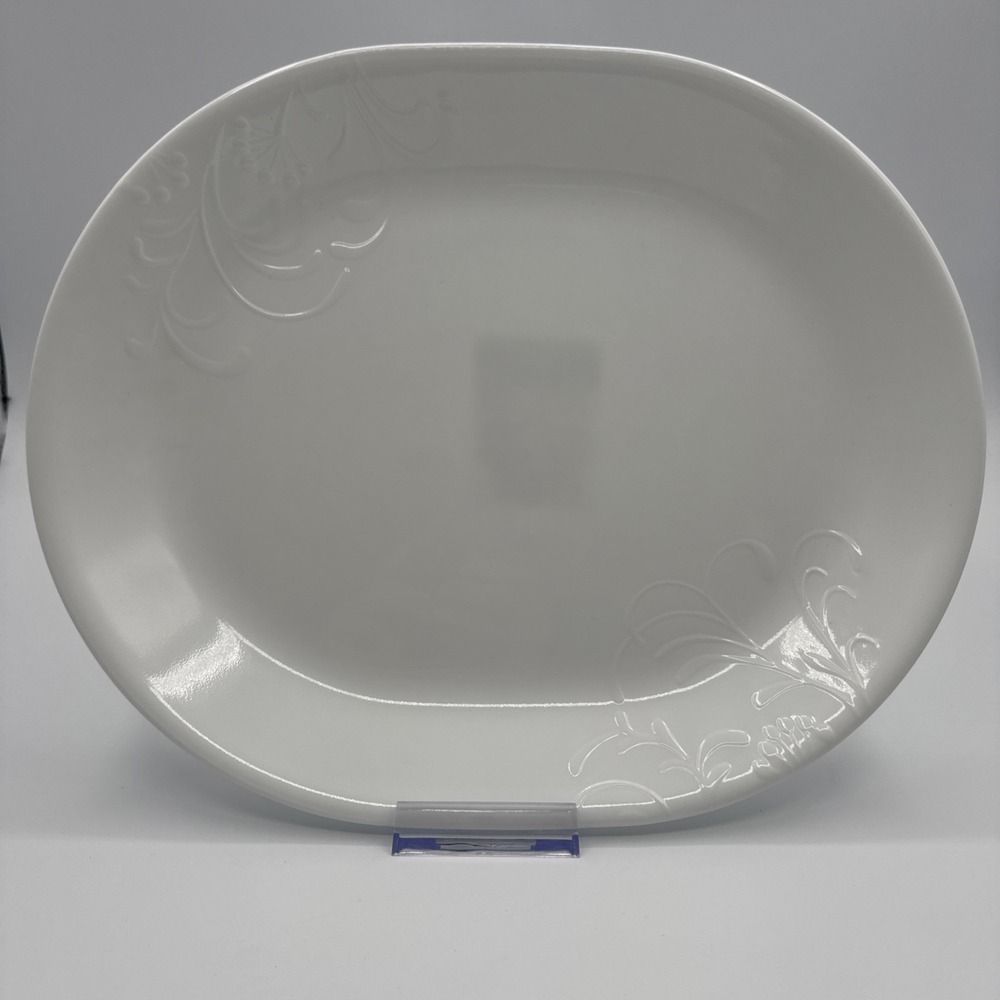 Corning Corelle BOUTIQUE CHERISH  10 x 12.25" SERVING PLATTER Embossed White